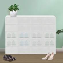 20x Schuhboxen Schuhbox Set 32.6*24*14cm Transparent Schuhbox Stapelbare Boxen - Weiss - Übersicht 1
