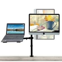 Suporte Portátil Com Dupla Montagem de Mesa Para Monitor Com Bandeja Para Notebook Z012 Tela de 15" Até 33" - Preto - Visão 1