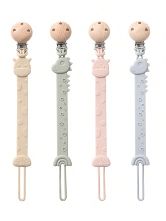 1pc Silicone Pacifier Clips For Baby, One-Piece Giraffe Pacifier Chain, Babies Teething Chain Toy For Kid Baby Accessories Baby Shower Gift