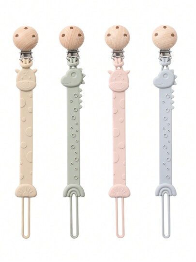 1pc Silicone Pacifier Clips For Baby, One-Piece Giraffe Pacifier Chain, Babies Teething Chain Toy For Kid Baby Accessories Baby Shower Gift