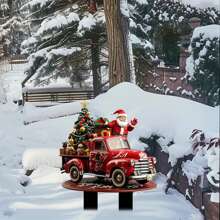 Christmas Potting Posts, Santa Truck Garden Posts, Outdoor Lawn And Yard Decorations Outdoor Party Decoration Ground Inserts