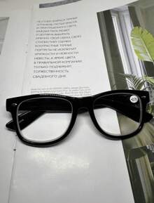 1 pieza lente de lectura de remaches unisex, con marco cuadradas bisagras de resorte, 15 niveles de aumento para elegir. - Negro - Ver 5