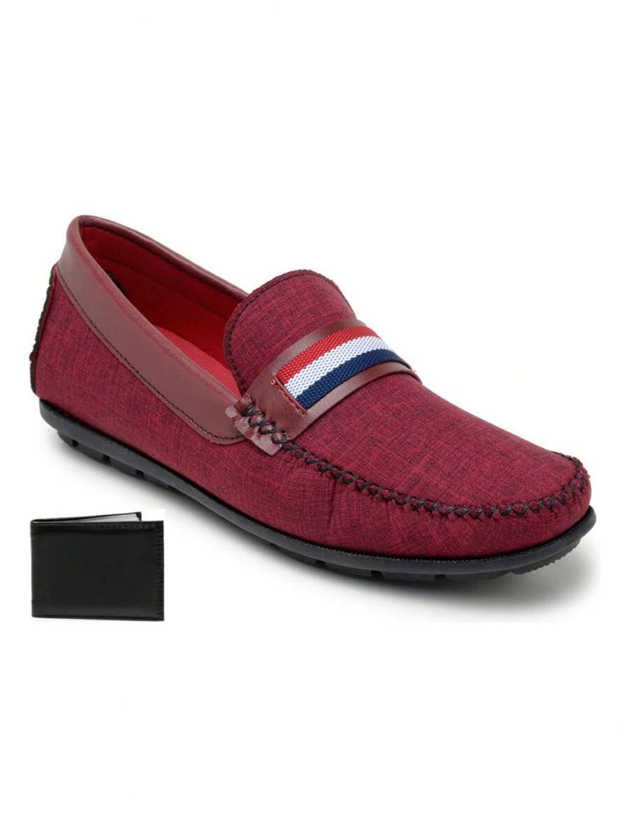Men's Loafer Dress Shoes Driver Dockside With Wallet - Burgundy - View 1