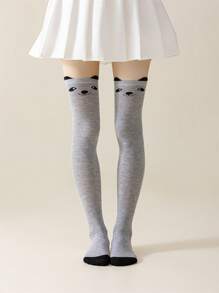1Pair Cute Cat Thigh High Stockings, Kawaii Slim Over The Knee Socks, Women's Stockings & Hosiery