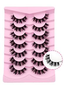 Sibeuna 7 Pairs Cartoon Style Moisturizing False Eyelashes, Thick Crossed False Eyelashes, Dramatic Faux Mink False Eyelashes, Essential Makeup Tool For Travel - 尖尾漫畫款 - 查看 2
