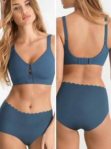 6-Pack Mid-Rise Seamless Bikinis - Ultra Comfortable Stretch Wave Edge Panties With Assorted Colors And Simple Style For Everyday Wear - Multicolor - View 2
