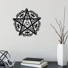 HELLOYOUNG Escultura de pared de arte de metal Pentágramo de Triple Luna - 1 pieza, decoración moderna de la casa, colgante de pared de oficina, regalo de inauguración de la casa para ella, decoración del hogar, decoración de habitación, decoración de pared