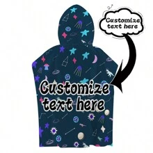 1pc Customizable Cartoon Graphic, Wearable Hooded Poncho Towel, Soft Microfiber, Quick-Drying And Absorbent, Suitable For Swimming, Travel, Beach Bathroom Decor Fall Decor Beach Essentials Back To School