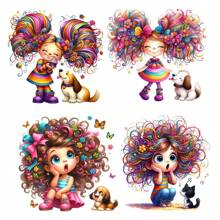1 pak vintage cartoon mooie meisjesstickers, creatieve decoratieve handgemaakte stickers voor doe-het-zelf, scrapbooking, dagboek, fotoalbum, schoolbenodigdheden