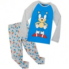 SONIC THE HEDGEHOG Shadow Long Sleeve Pyjama Set Cosy Nightwear Soft PJs Loungewear Sleepwear Gaming - Multicolor - View 1