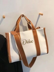 Bolso de lona con bordado de moda, bolso de hombro grande y personalizado de gran capacidad para mujeres que van al trabajo - Multicolor - Ver 2