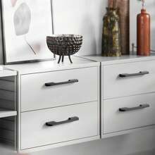 2 Pack Matte Black Cabinet Handles-7.56 Inch/192mm Screw Spacing Drawer Pulls, Durable Black Cabinet Hardware, Modern Cabinet Pulls For Kitchen Cabinets Bedroom Bathroom Dresser Drawer