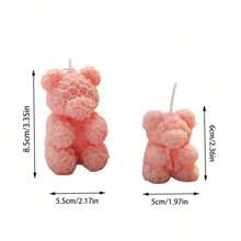 玫瑰熊大豆蜡香味蜡烛，大号和小号，家居装饰礼品创意、房间装饰、礼品 - 彩色 - 查看 7