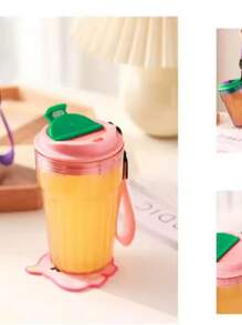 Copo com Tampa de 450ML Com Alça de Porta-Copo para Suco / Café / Refrigerante