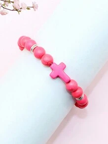 1件女士黑色玛瑙串珠绿松石十字架吊坠手链 - Bracelet - 查看 20