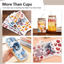 NJCHARMS 6 件 UV DTF 转印杯贴纸。Emo Bear 主题 UV DTF 转印贴纸。适用于 16OZ Libbey 玻璃杯、马克杯、马克杯。高品质 3D 防刮自粘贴纸。非常适合 DIY 工艺品和作为礼物赠送。