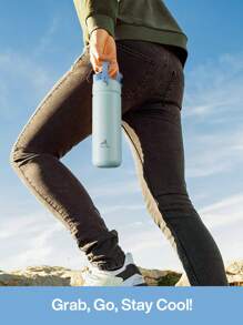 Botella de agua aislada de 18 oz con pajita 2 en 1 y tapa con boquilla, mantiene el frío las 24 horas, a prueba de fugas, botella de agua de acero inoxidable de doble pared para deportes, gimnasio, viajes y escuela