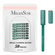 MelodySusie 50 Pcs Nail Drill Bits Small Sanding Bands For Nails With 3.1mm Mandrel Bit, 180 Grit Nail File For Acrylic Nails Gel Manicures And Pedicure, Green - 180 粒度 - 深綠色 - 查看 1