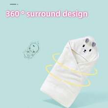 1件装珊瑚绒羽绒被，儿童绣花斗篷，卡通浴巾，婴儿浴巾，毛毯，婴儿羽绒被，吸水浴巾，婴儿宠物浴巾 - 彩色 - 查看 5