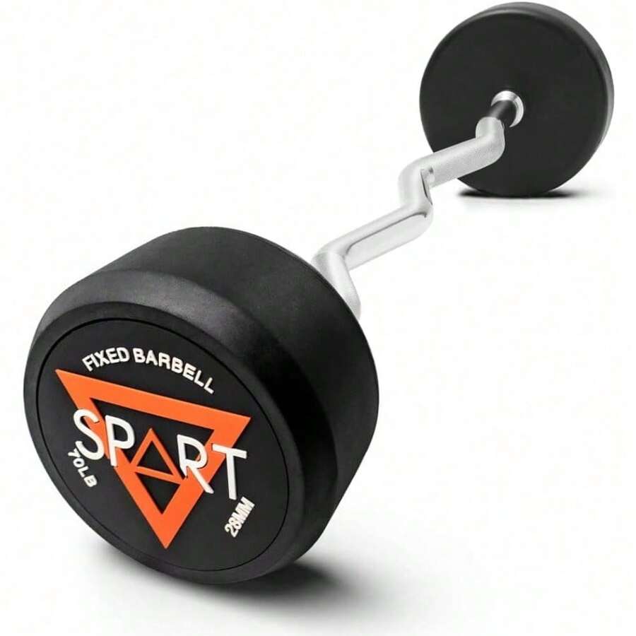 Gym Bar Philosophy Gym Rubber Fixed Barbell, 30 Lb Pre-loaded