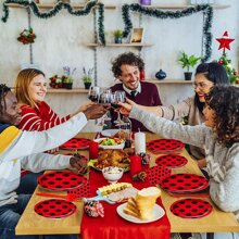 Zestaw 10/20 sztuk artykułów imprezowych z motywem biedronki, w tym 7"/9" czerwone z czarnymi kropkami papierowe talerze, serwetki, kubki z biedronką, odpowiednie na przyjęcia urodzinowe, spotkania rodzinne, pikniki, Boże Narodzenie, obchody Nowego Roku