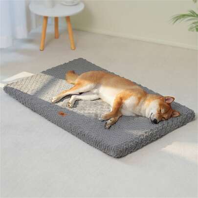 Dog Bed And Mat, Plush Embossed Surface Fabric With Anti-Slip Oxford Bottom, Egg Crate Foam Filling, Washable, Suitable For Dog Crate And Home, Multiple Colors Available, Warm For Winter