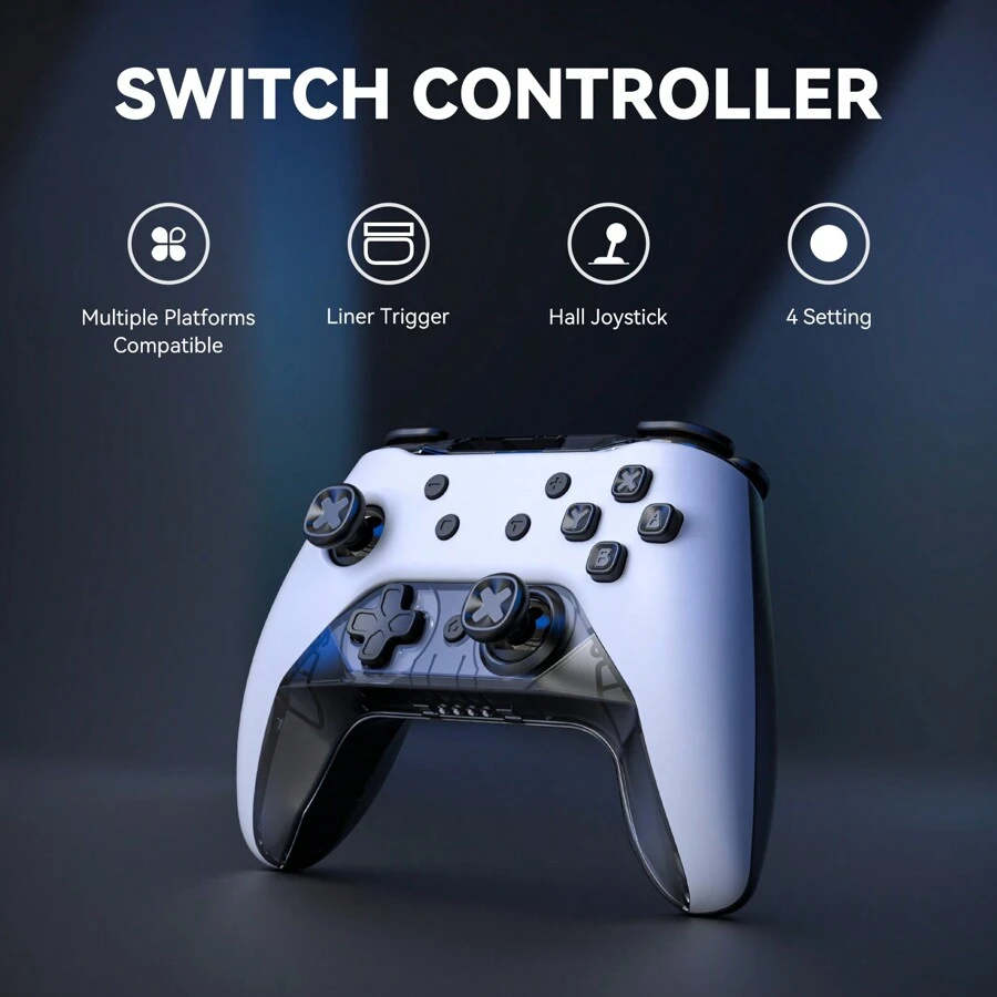 Switch 控制器、兼容 Switch/Lite/OLED 的无线专业控制器、支持可编程按钮/6 轴/Turbo/3 级振动(白色或黑色)的无线 Switch 控制器、控制器、Switch 游戏 - 白色 - 查看 1