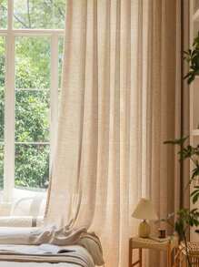1 pieza de Cortina de mezcla de lino de estilo japonés de color natural, que filtra la luz y bloquea algo de luz. Proporciona un buen plisado y realza el espacio de vida. Fácil instalación, adecuada para dormitorio, sala de estar, lavandería, patio y habitación infantil para la mayoría de la decoración del hogar.
