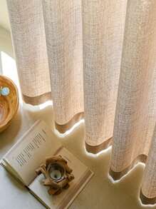 1 pieza de Cortina de mezcla de lino de estilo japonés de color natural, que filtra la luz y bloquea algo de luz. Proporciona un buen plisado y realza el espacio de vida. Fácil instalación, adecuada para dormitorio, sala de estar, lavandería, patio y habitación infantil para la mayoría de la decoración del hogar.