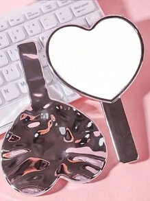 1 Peça Espelho Portátil Ondulado com Revestimento Eletrolítico em Formato de Coração, Espelho Fofo e Compacto de Alta Definição para Meninas, Maquiagem, Barato, Decoração de Quarto, Penteadeira, Viagem, Quarto, Acessórios de Maquiagem, Espelho, Espelho de Penteadeira, Mini Espelho, Espelho Compacto, Espelho Pequeno, Espelho de Mão, Barato, Enfeites de Meia, Maquiagem, Ferramentas de Maquiagem, Coisas Baratas, Presentes, Presentes para Mulheres, Presentes de Natal