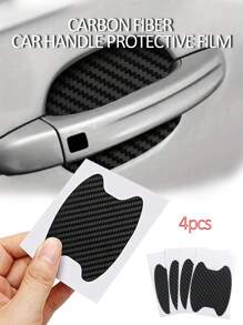 4 Pcs Universal Carbon Fiber Car Door Handle Protector - Scratch Resistant Adhesive Film - Multicolor - View 8