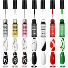 XEIJAYI 7支装5毫升指甲油，7种颜色可选，金色、银色、闪粉、亮片，可卸UV/LED凝胶，法式美甲，在家即可轻松打造美甲造型 - 彩色 - 查看 1