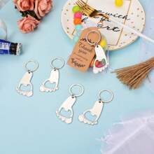 Bộ 5 dụng cụ mở nắp chai hình dấu chân bao gồm 5 dụng cụ mở nắp chai, 5 túi vải Organza và 5 thẻ cảm ơn dùng để trang trí tiệc sinh nhật, vật dụng làm quà lưu niệm cho khách, quà tặng tiết lộ giới tính - nhiều màu - Xem 8