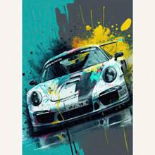 1 件墙面艺术海报可选框架彩色车辆海报帆布艺术流行涂鸦豪华汽车印刷壁画现代墙壁艺术挂画家居装饰无框流行