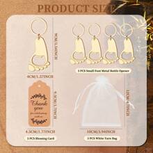 Bộ 5 dụng cụ mở nắp chai hình dấu chân bao gồm 5 dụng cụ mở nắp chai, 5 túi vải Organza và 5 thẻ cảm ơn dùng để trang trí tiệc sinh nhật, vật dụng làm quà lưu niệm cho khách, quà tặng tiết lộ giới tính - nhiều màu - Xem 5