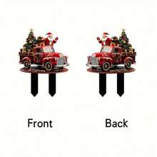 Christmas Potting Posts, Santa Truck Garden Posts, Outdoor Lawn And Yard Decorations Outdoor Party Decoration Ground Inserts