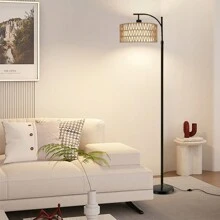 Modern Curved Floor Lamp With Fabric Shade – 65" Tall, Adjustable Arm, 3-Color LED Bulb Included - View 6
