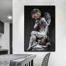 1pc Wall Arts Posters Optional Frame Modern Canvas Posters, David Statue Graffiti Art Canvas Painting David Head Sculpture Posters And Print Street Wall Arts Picture Room Decoration, Frameless ,Wall Art With Frame