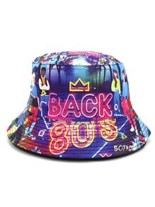 Cappello a secchiello unisex reversibile, in stile retrò anni '90 e '80, design con motivo vintage, cappello a secchiello casual da streetwear