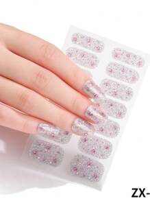 1 张 16 片美甲全覆盖贴纸渐变闪光猫眼粘性滑块 DIY 指甲油美甲贴纸贴花 - 彩色 - 查看 23