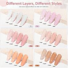 Set di smalti gel in 6 colori, inclusi bianco latte, rosa trasparente, nude, marrone, trasparente. Gel soak-off UV per unghie fai-da-te, collezione monocromatica definitiva per donne e ragazze