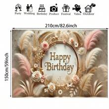 1 pièce Bannière en polyester "Joyeux anniversaire", décoration de fond de fête d'extérieur et d'intérieur, pas besoin d'électricité, décoration de jardin de festival, accessoire de célébration