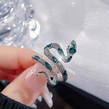 Anillo de moda con forma de serpiente, accesorio de moda elegante y sencillo con acabado brillante para mujer, joya versátil