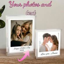 1 Stück personalisiertes Foto-Kristall-Accessoire mit Namensaufdruck + Valentinstag / Jahrestag / Geburtstagsgeschenk, transparenter Acrylrahmen, Mode-Dekoration, Abschlussgeschenk / Muttertag / Vatertag, personalisiertes kreatives Geschenk für Freund, Freundin und Familie