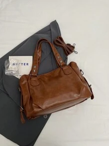 Retro & Minimalist Design Large Capacity Fashion Student/Work Commute Tote Bag