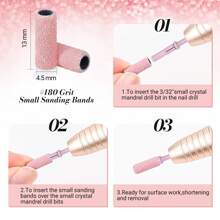 MelodySusie 50 Pcs Nail Drill Bits Small Sanding Bands With 3.1mm Mandrel Bit, Nail Tech Must Haves 180 Grit Nail File For Acrylic Nails Gel Manicures And Pedicure, Pink - 80 Grit - Hồng - Xem 6