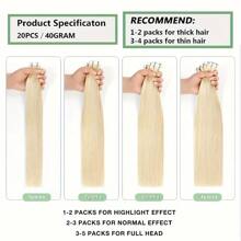 16-26inch Tape In Hair Extensions Human Hair Straight 613# Invisible PU Skin Weft Hair Extensions - S613 - View 8