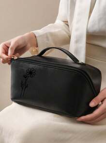 Spersonalizowana kosmetyczka z motywem kwiatowym i spersonalizowanym tekstem, wyłącznie dla Ciebie, przenośna, wodoodporna, pojemna kosmetyczka z PU, spersonalizowany prezent dla druhny, modna, pojemna torba podróżna, wysokiej jakości kosmetyczka