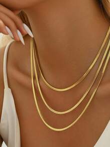FOREVER QUEEN 925 Sterling Silver Flat Snake Blade Plain Chain Necklace Adjustable Herringbone Chain Necklace, Snake Chain Necklace, Choker Necklace, Gift For Her, Christmas Gold Chain Gifts