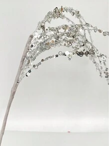 1 件圣诞闪亮树枝亮片人造茎装饰、圣诞树树枝装饰、家居装饰圣诞插页、花束和新娘装饰 - 彩色 - 查看 7